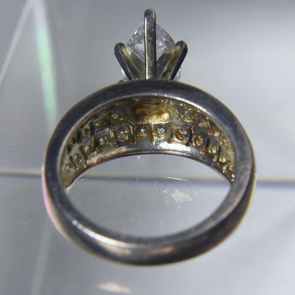 Sterling Silver Marquise Cut Diamonique Cubic Zirconia Ring - Size 5