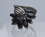 Vintage Sterling Silver Marquise Cut Sapphire Ring - Size 6.5