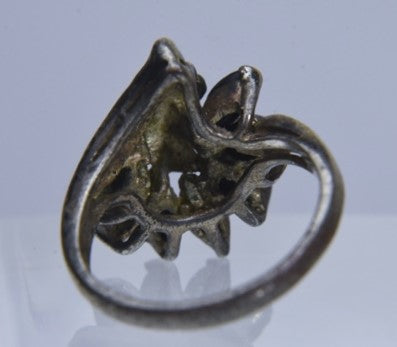 Vintage Sterling Silver Marquise Cut Sapphire Ring - Size 6.5