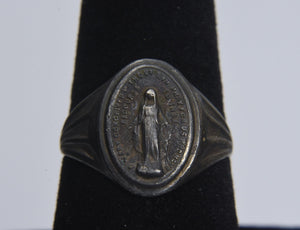 Sterling Silver Mother Mary Ring - Size 7.5