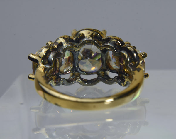 Gold Tone Sterling Silver Mystic Cubic Zirconia Ring - Size 5
