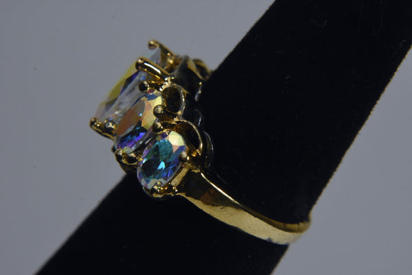 Gold Tone Sterling Silver Mystic Cubic Zirconia Ring - Size 5