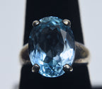 Sterling Silver Blue Topaz Ring - Size 7.75