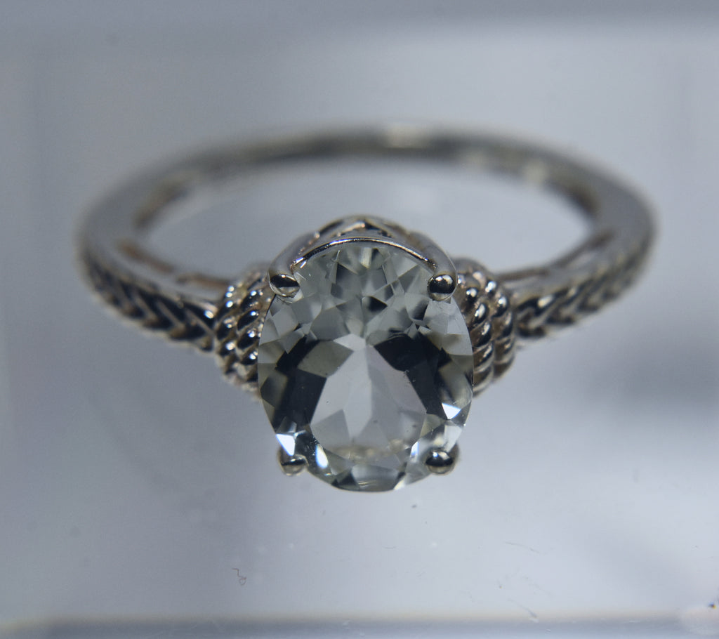 Sterling Silver Ring with Very Light Yellow Stone - Size 9