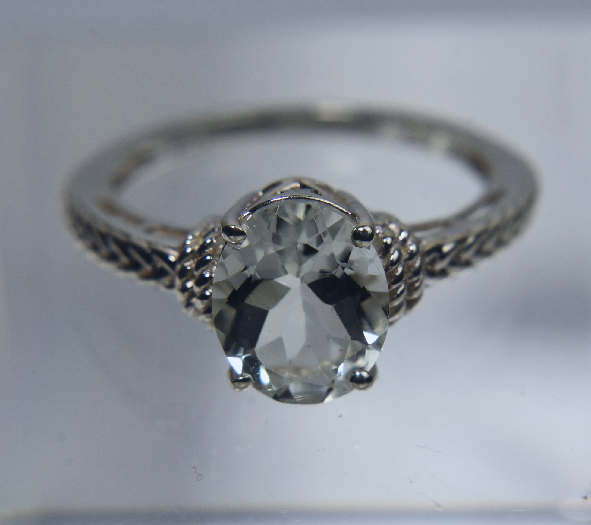 Sterling Silver Ring with Very Light Yellow Stone - Size 9