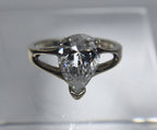 Sterling Silver Pear Cut Stone Ring - Size 7