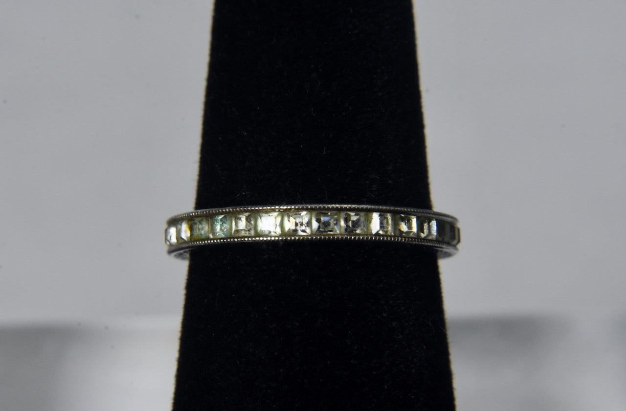 Sterling Silver Band with Channel Set Square Cut Peridot - Size 6.5