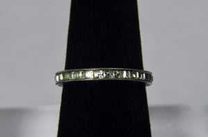 Sterling Silver Band with Channel Set Square Cut Peridot - Size 6.5