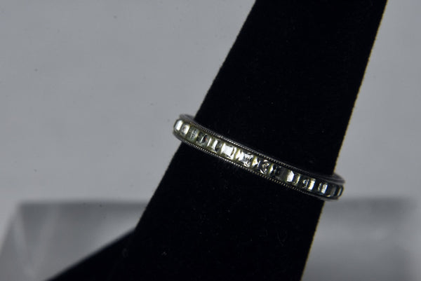 Sterling Silver Band with Channel Set Square Cut Peridot - Size 6.5