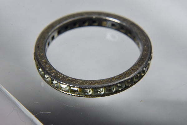 Sterling Silver Band with Channel Set Square Cut Peridot - Size 6.5
