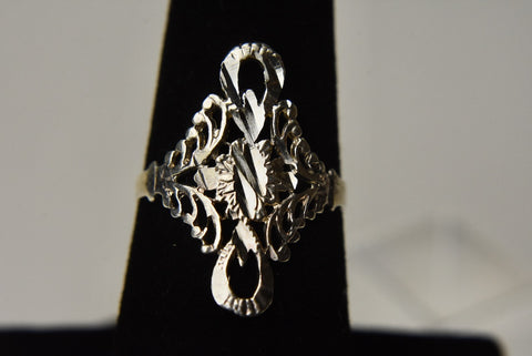 Sterling Silver Pierced Branch Design Ring - Size 7