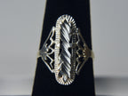 Sterling Silver Pierced Cartouche Design Ring - Size 7 and 7.25