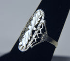 Sterling Silver Pierced Cartouche Design Ring - Size 7 and 7.25