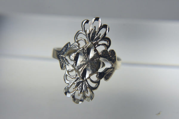 Sterling Silver Pierced Design and Laser Cut Ring