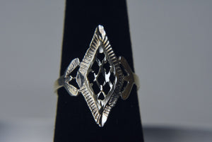 Sterling Silver Pierced Diamond Design Ring - Size 6.75 and 7