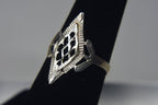 Sterling Silver Pierced Diamond Design Ring - Size 6.75 and 7