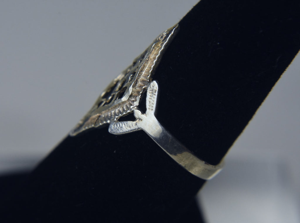 Sterling Silver Pierced Diamond Design Ring - Size 6.75 and 7