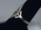 Sterling Silver Pierced Diamond Design Ring - Size 6.75 and 7