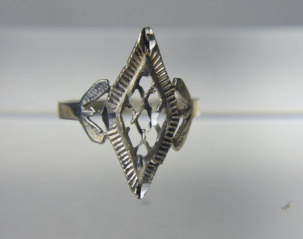 Sterling Silver Pierced Diamond Design Ring - Size 6.75 and 7