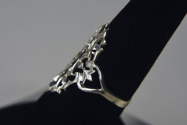 Sterling Silver Pierced Fleur-de-Lis Design Ring - Size 7 and 7.5