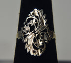Sterling Silver Pierced Floral Motif Ring - Size 6.75 and 7