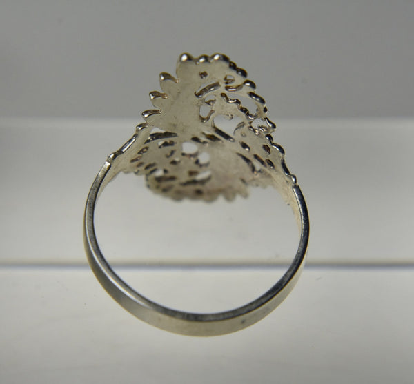 Sterling Silver Pierced Floral Motif Ring - Size 6.75 and 7