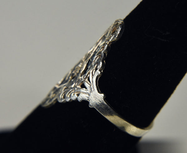 Sterling Silver Pierced Laser Cut Design Ring - Size 7