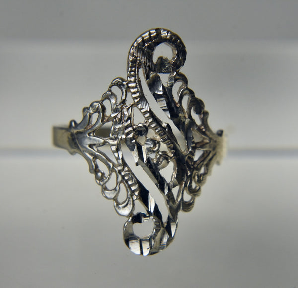 Sterling Silver Pierced Laser Cut Design Ring - Size 7