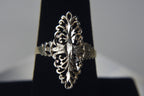 Sterling Silver Pierced Orante Design Ring - Size 7 and 8