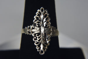 Sterling Silver Pierced Orante Design Ring - Size 7 and 8