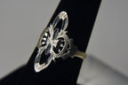 Sterling Silver Pierced Oval Design Ring - Size 7