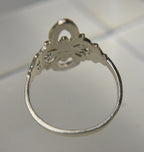 Sterling Silver Pierced Oval Design Ring - Size 7