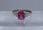 Sterling Silver Synthetic Pink Sapphire Ring - Size 8.25