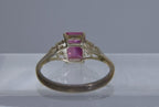 Sterling Silver Synthetic Pink Sapphire Ring - Size 8.25