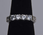 Sterling Silver Rhinestone Ring - Size 6