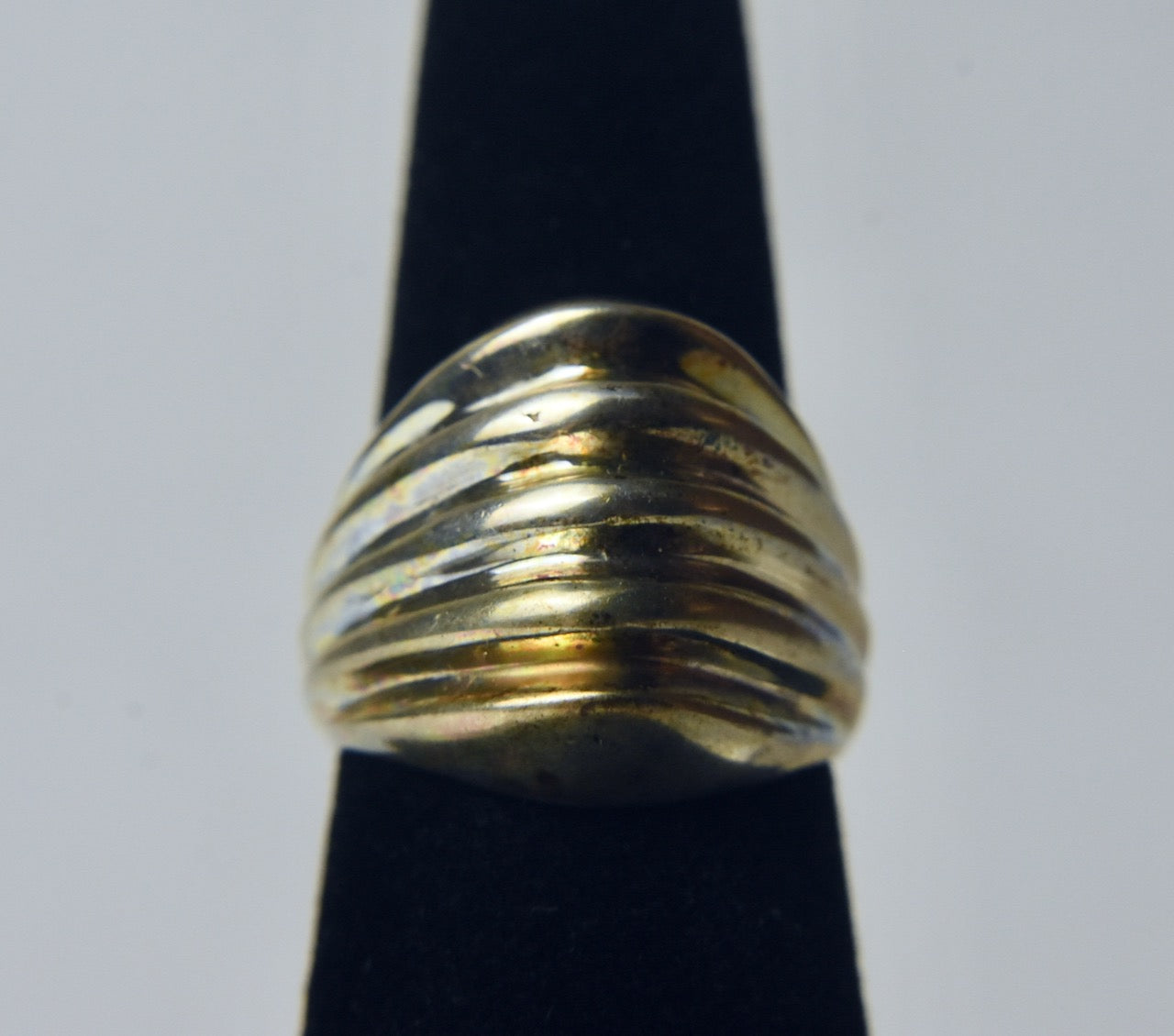 Ridged Angled Sterling Silver Ring - Size 6.75