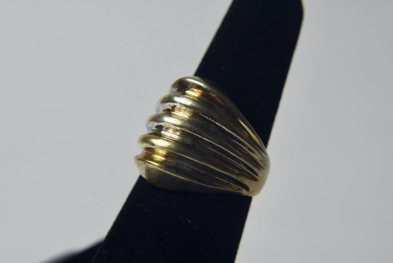 Ridged Angled Sterling Silver Ring - Size 6.75