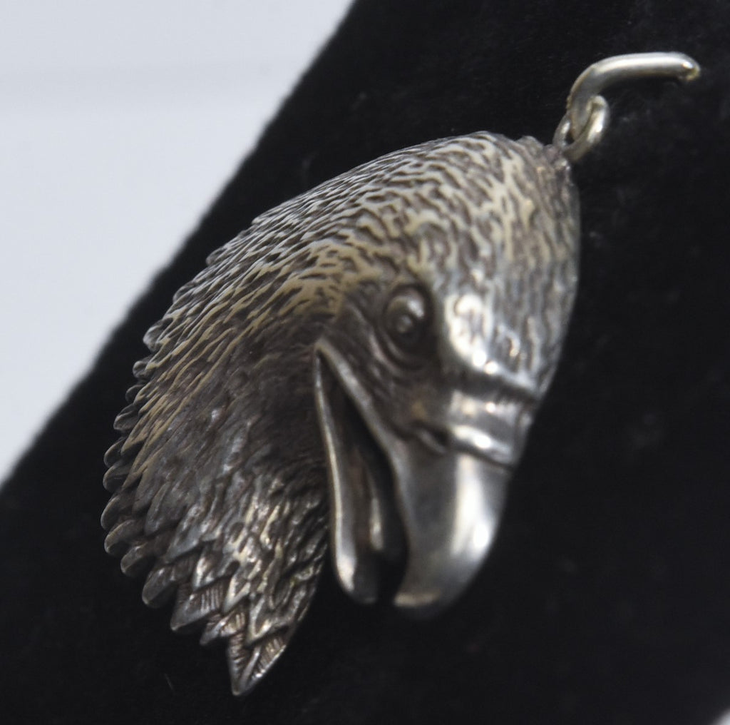 Vintage Sterling Silver Screeching Eagle Head Pendant