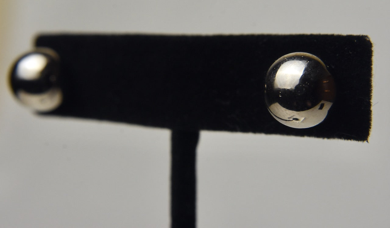 Silver Sphere Stud Earrings