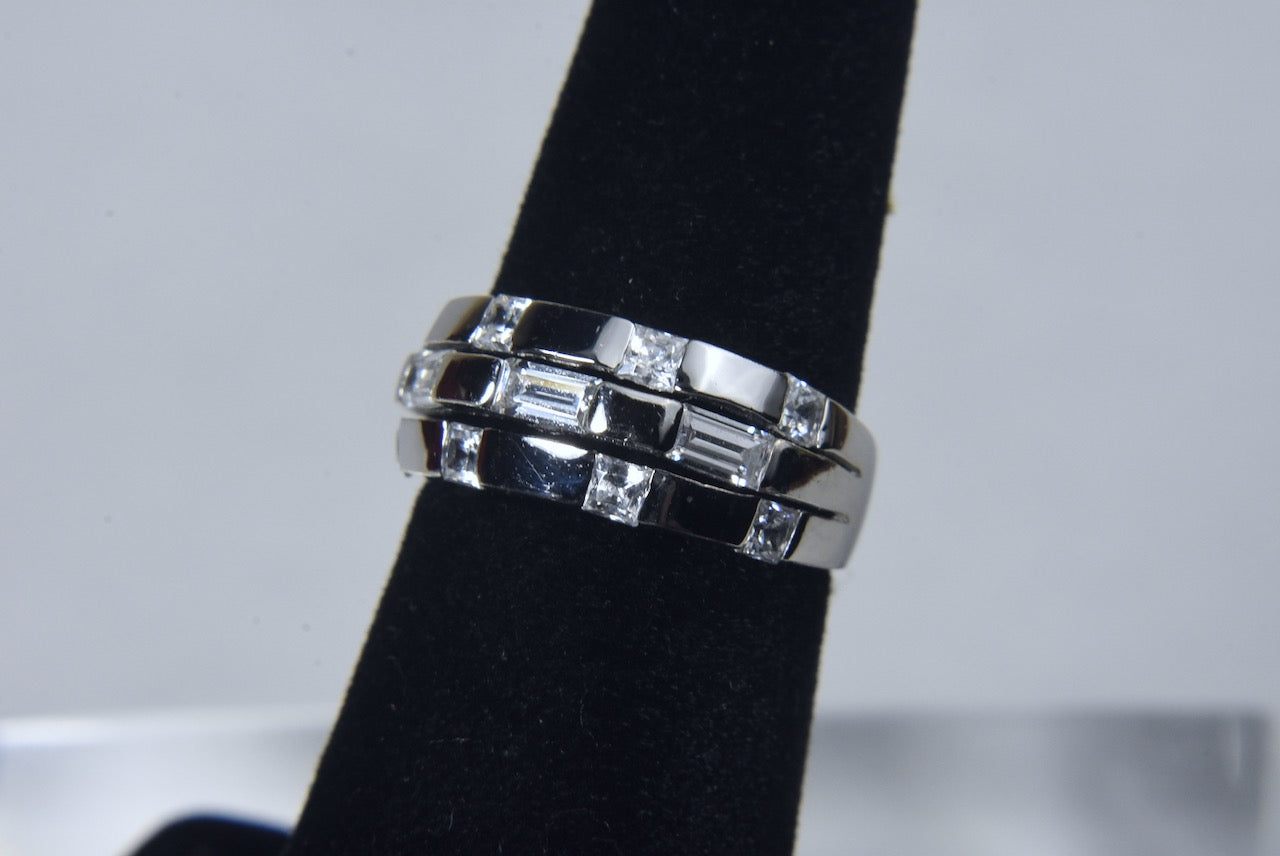 Polished Sterling Silver Cubic Zirconia Ring - Size 5.25