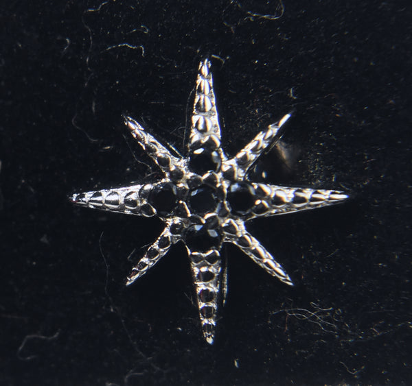 Sterling Silver Starburst Black Spinel Stud Earrings
