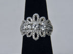 Sterling Silver Cubic Zircnia Ribbon Ring - Size 4.25