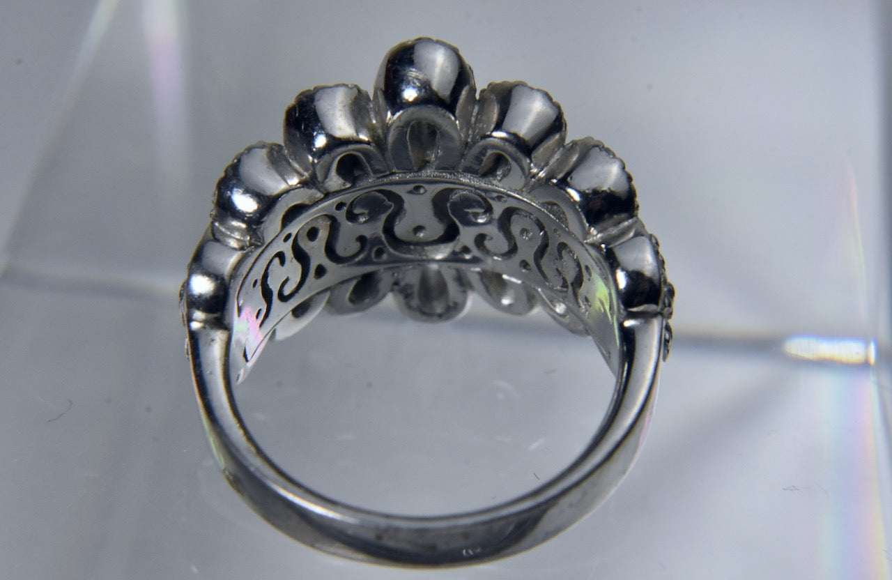 Sterling Silver Cubic Zircnia Ribbon Ring - Size 4.25
