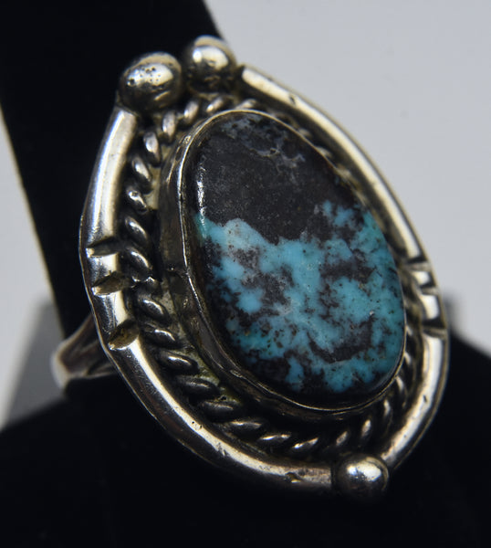 Silver Turquoise Ring - Size 9.5