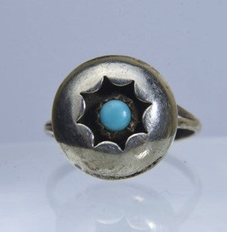 Vintage Handmade Sterling Silver Turquoise Ring - Size 6
