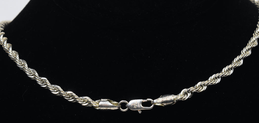 Sterling Silver Twist Rope Link Chain Necklace - 24"