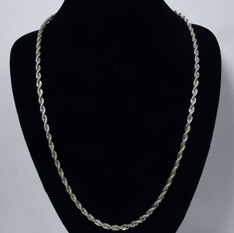 Sterling Silver Twist Rope Link Chain Necklace - 24"