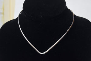 Sterling Silver V-Neck Choker Collar Necklace