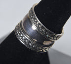 Sterling Silver Wide Band Braided Design Ring - Size 6