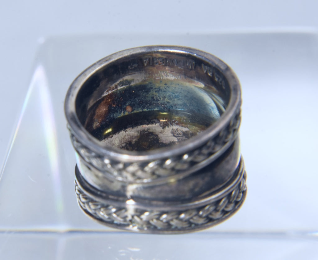 Sterling Silver Wide Band Braided Design Ring - Size 6